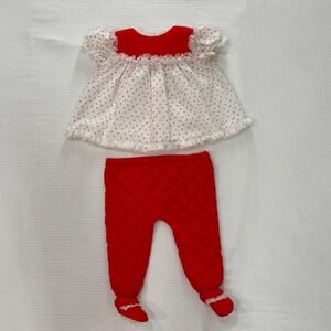Vintage Bryan Baby Girl 2-Piece Quilted Outfit Red Strawberry Cottagecore AS-IS‎